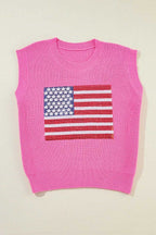 American Flag Knitted Vest - Bonbon Sparkling - Fashionfitz