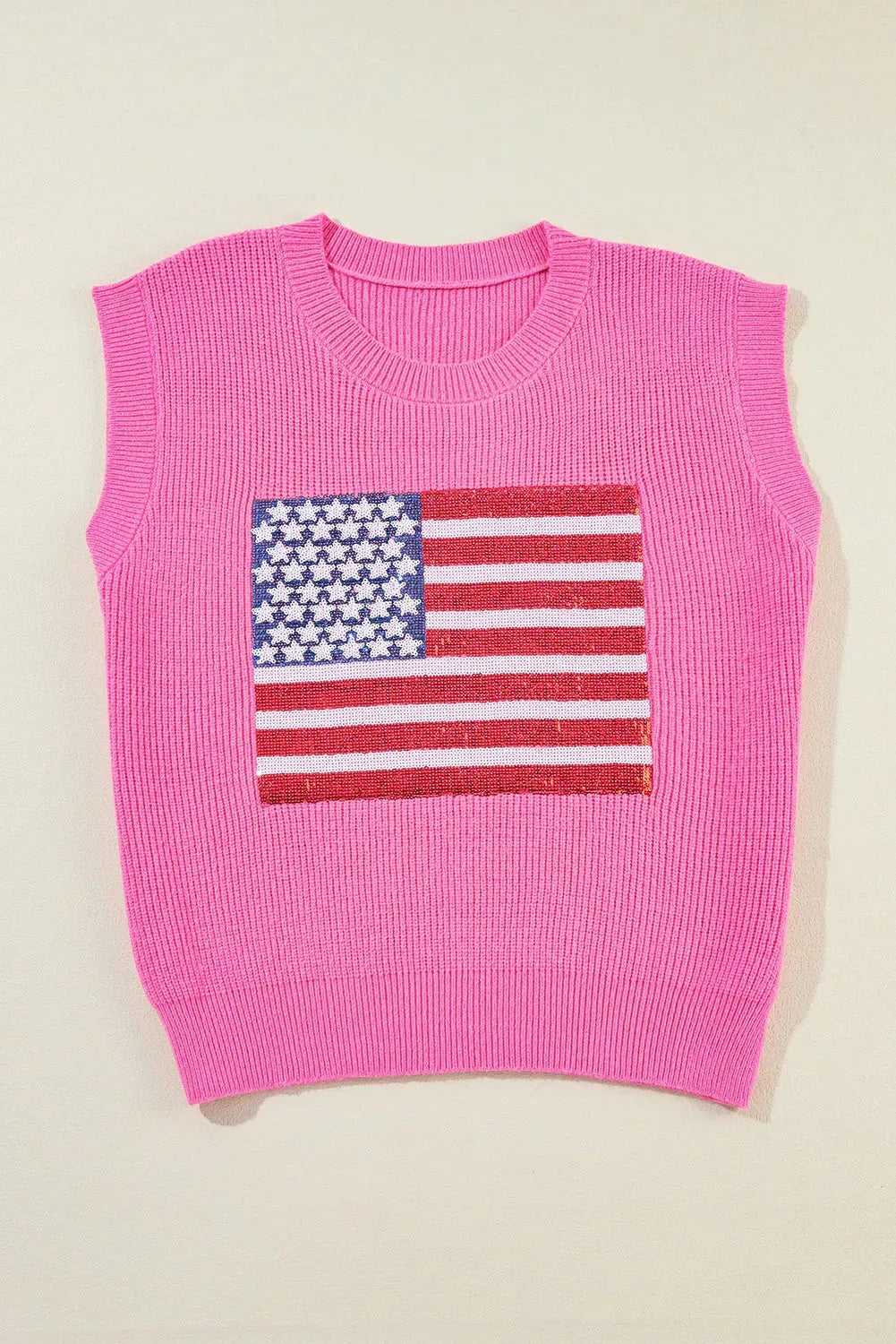 American Flag Knitted Vest - Bonbon Sparkling - Fashionfitz