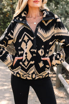 Aztec Pattern Plush Sweatshirt – Half Zip