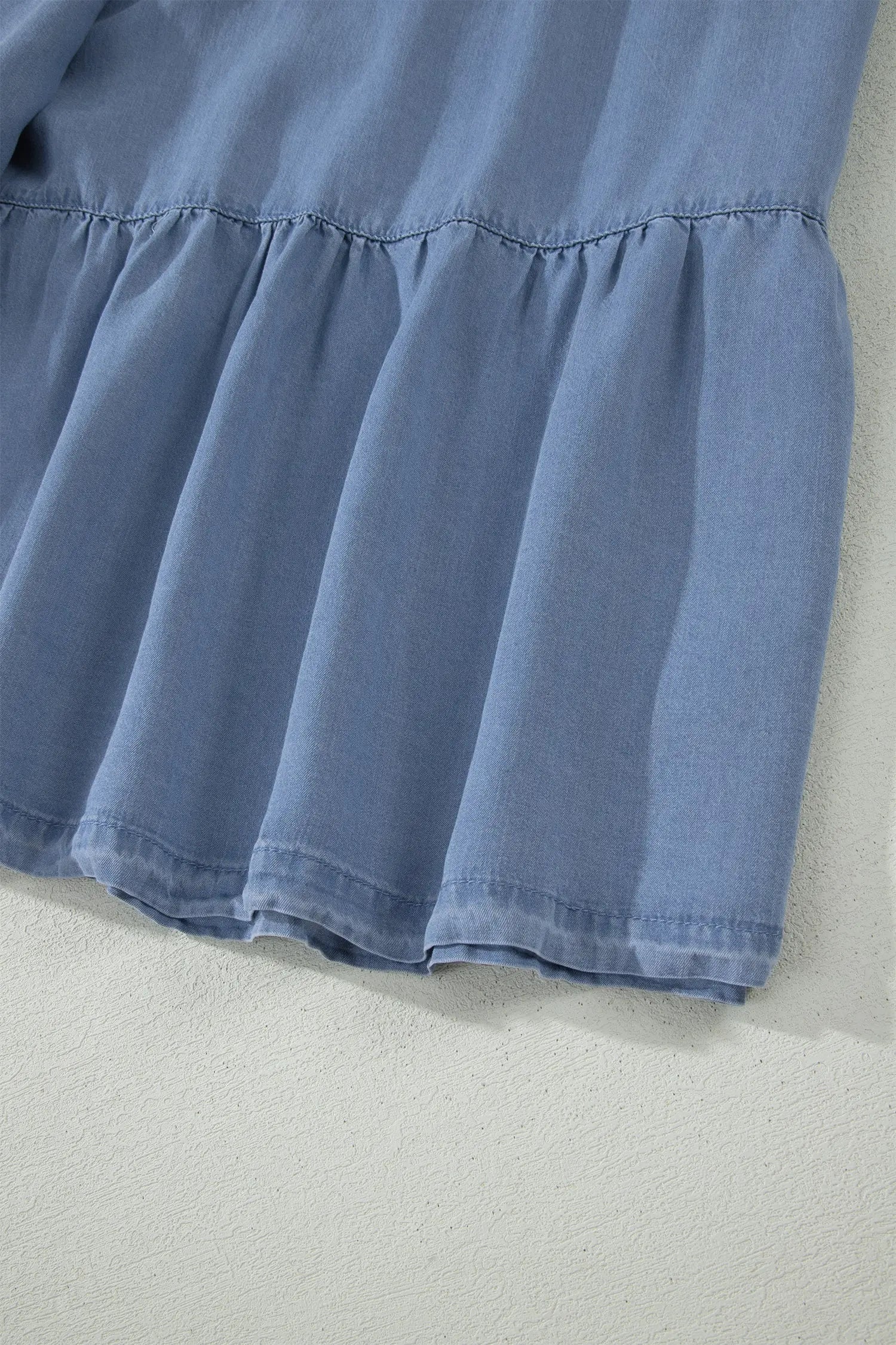 Elastic waist ruffled tiered maxi skirt lyocell side pockets beau blue skirts