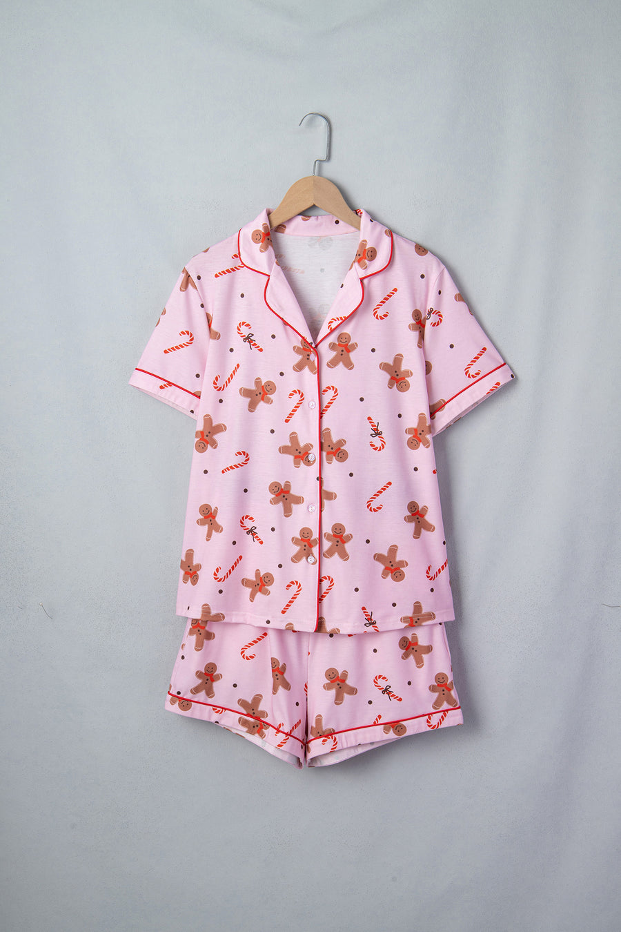 Pink Shell Button Elastic Waist Lounge Set Women UK