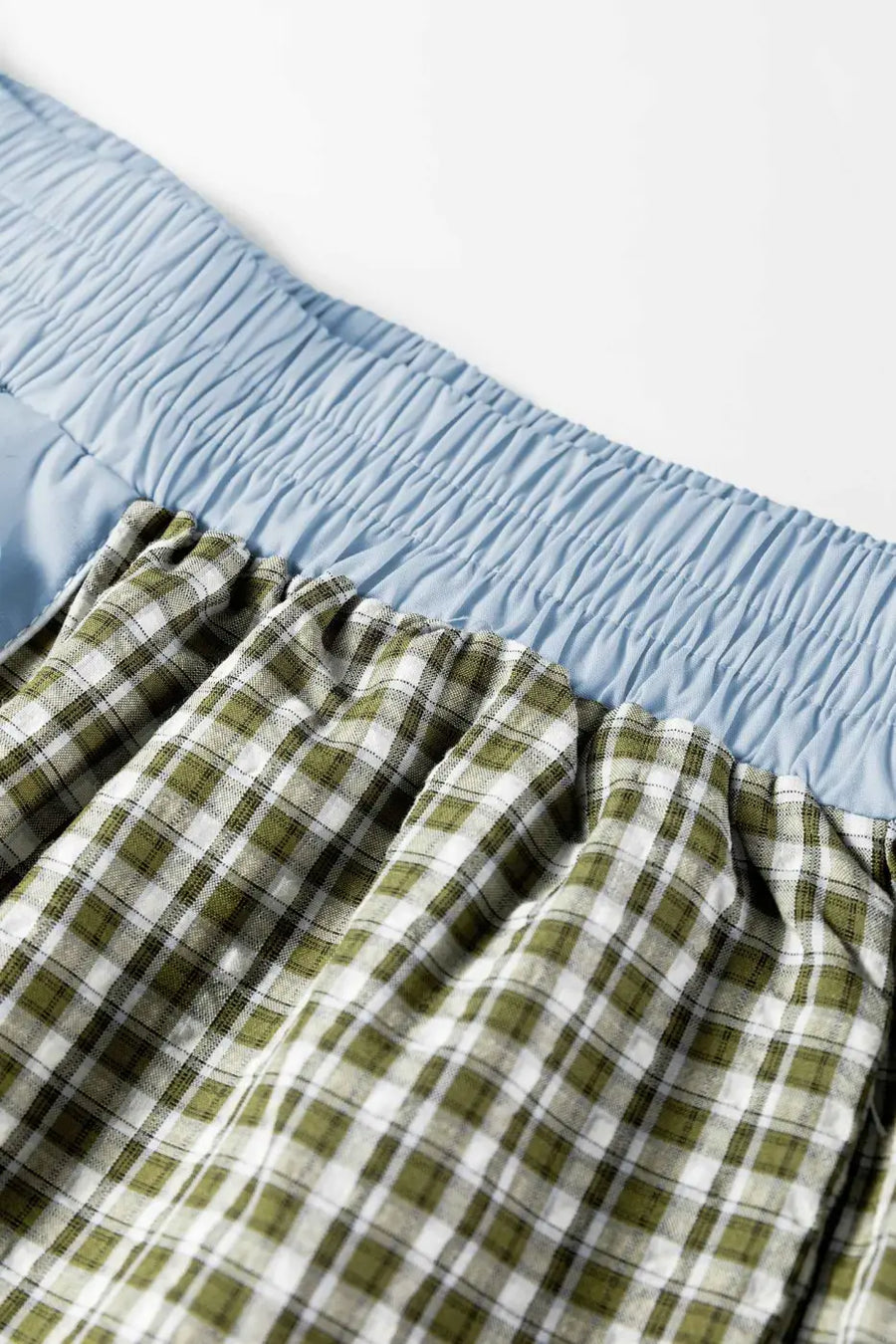 Brown gingham boxer trousers high waist elastic waistband women uk | fashionfitz