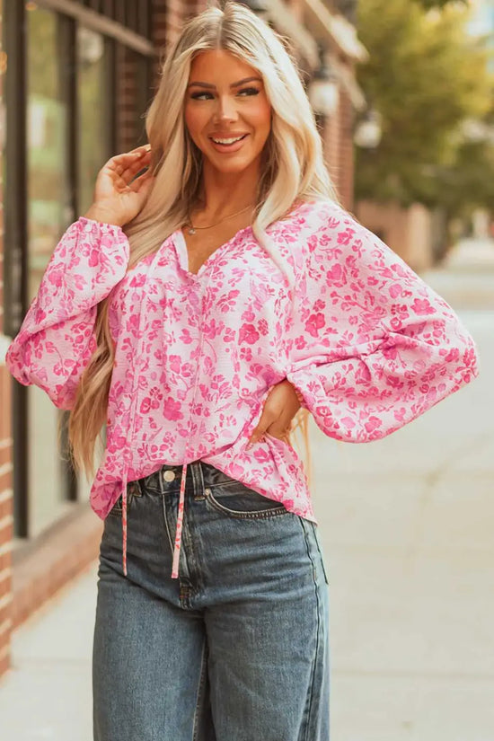 Pink floral lightweight blouse blouses