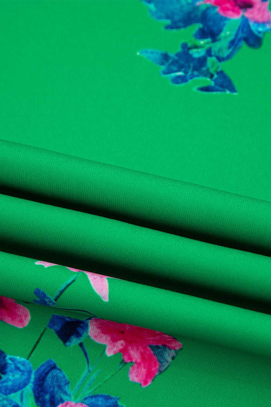 Green Floral Midi Dress - Knotted Straps