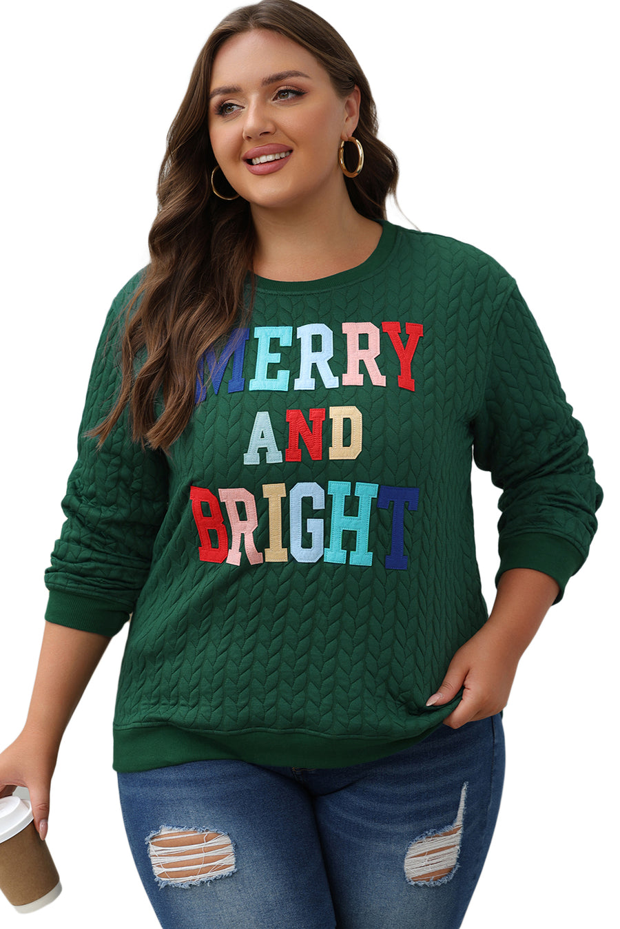 Chenille Cable Knit Slogan Sweatshirt Women UK