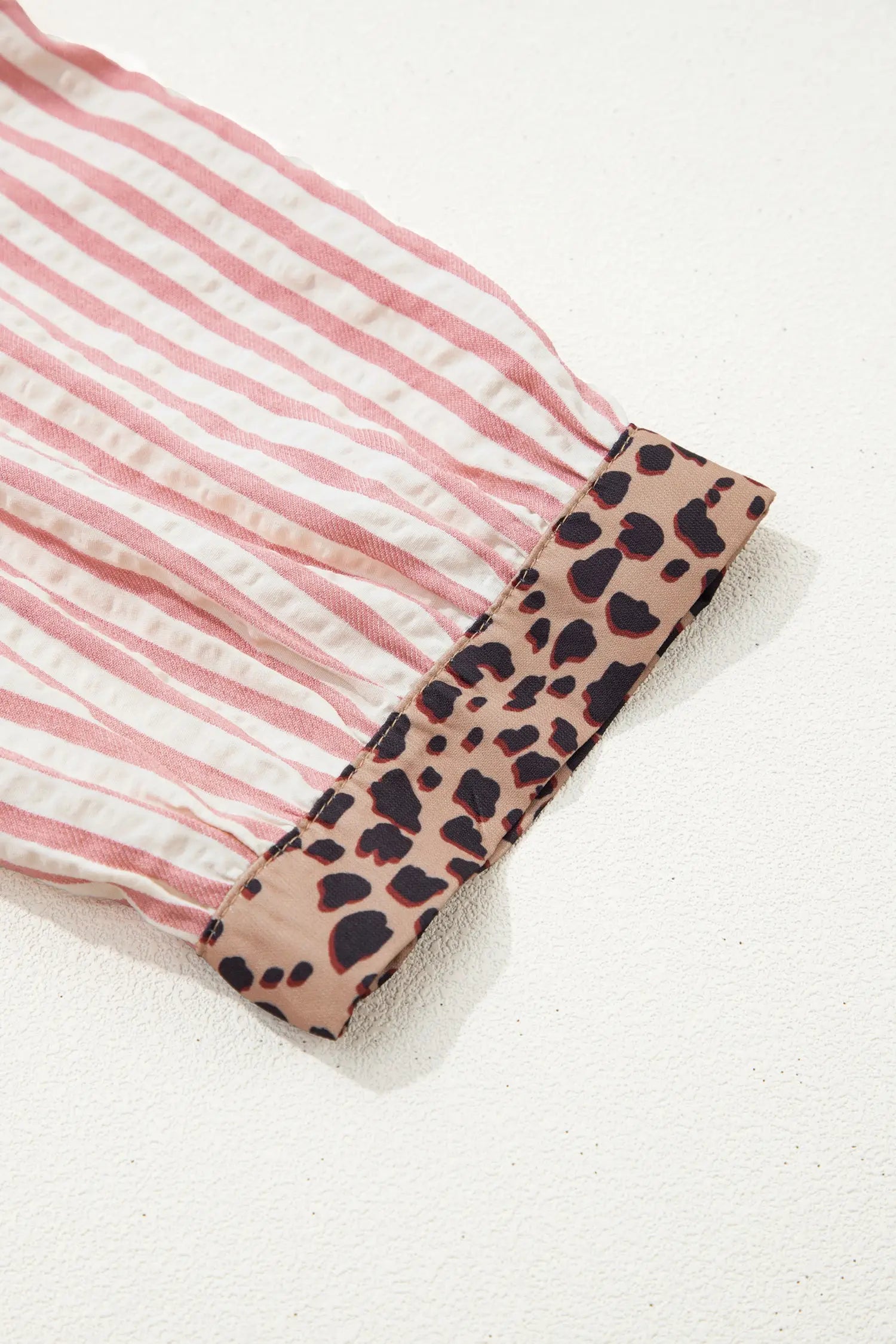 Stripe leopard patchwork shirt dress bracelet sleeve button down mini dresses
