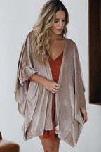 Open Front Draped Velvet Kimono