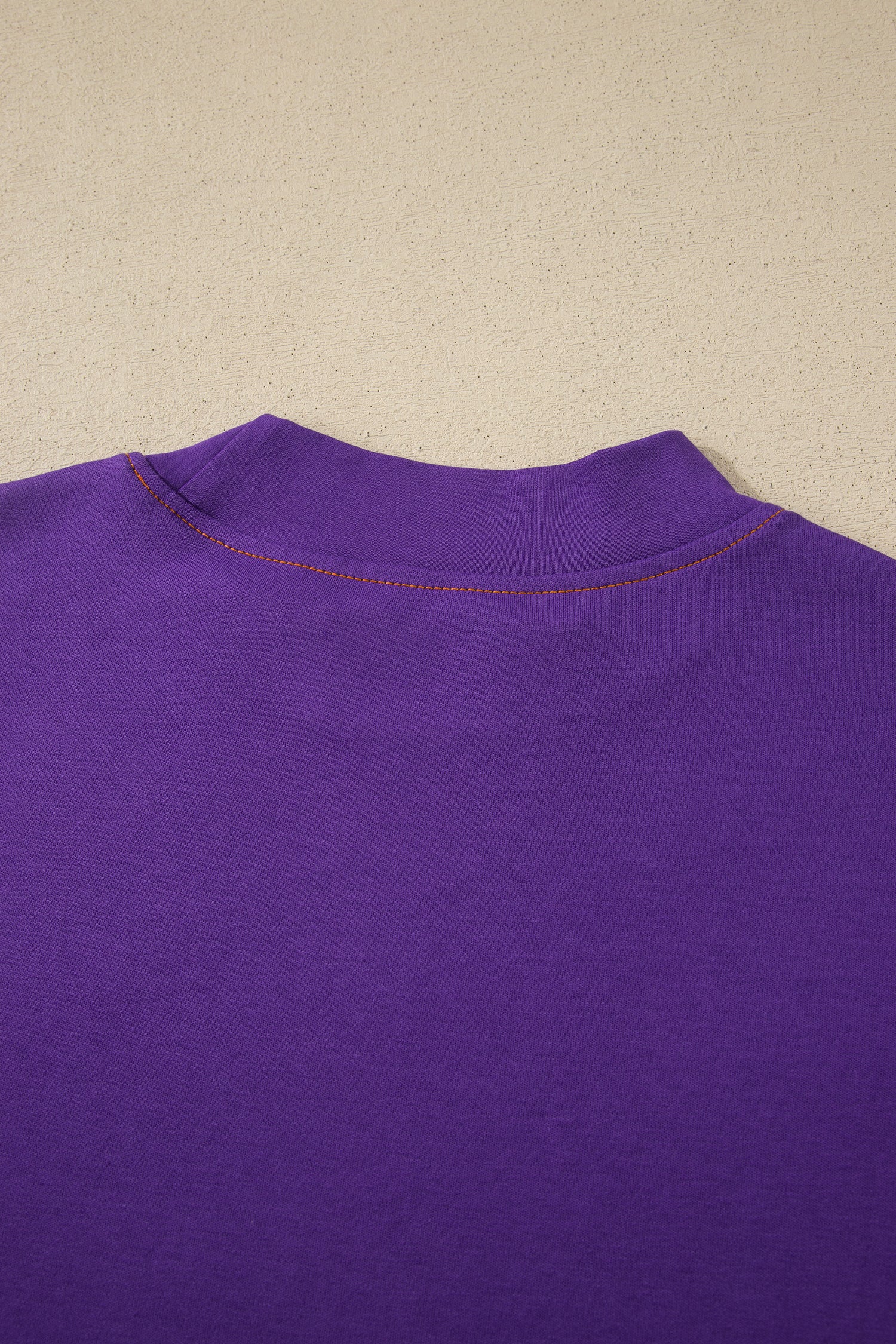 Reversible Contrast Stitch Drop Shoulder High Neck Short Sleeve Tee