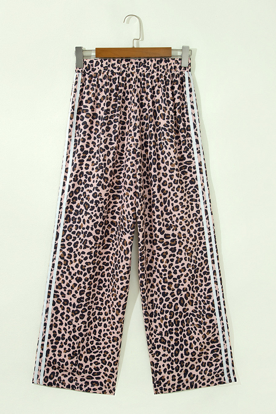 Leopard Print Side Stripe Wide Leg Trousers Women UK
