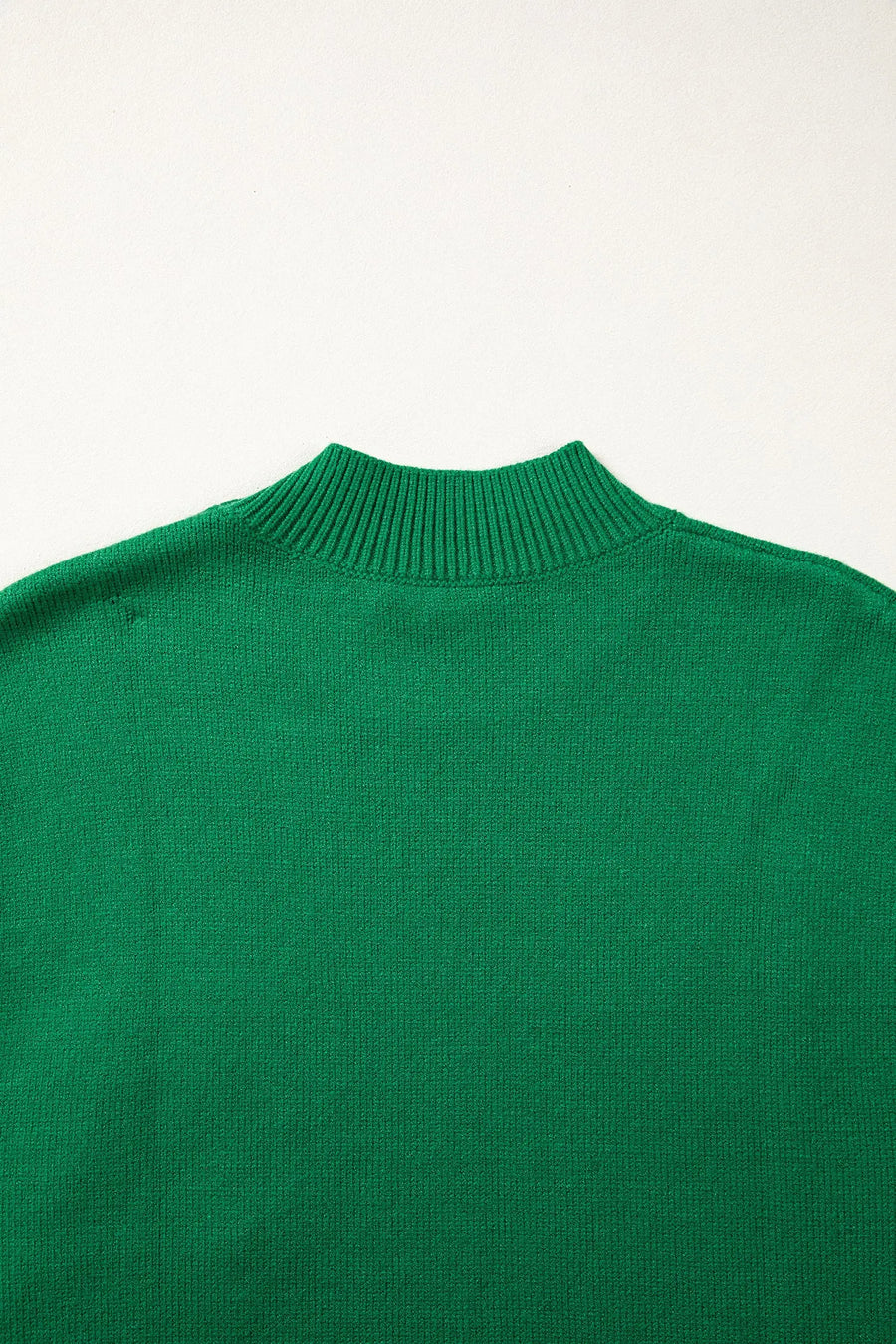 Corded horseshoe western sweater ribbed mock neck short sleeve loose knit sweaters