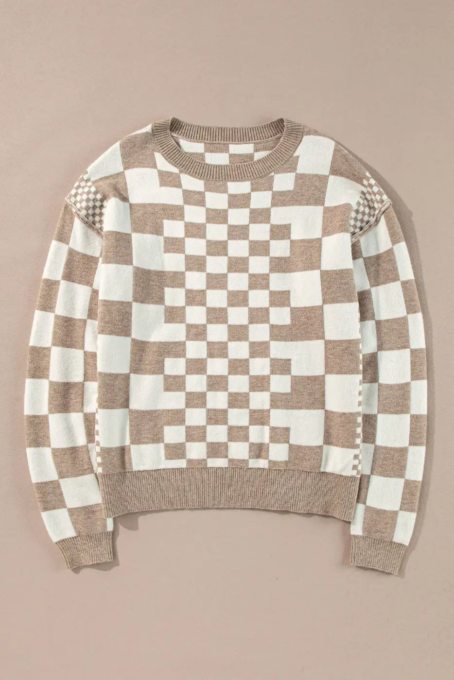 Smoky plaid soft knit jumper sweaters