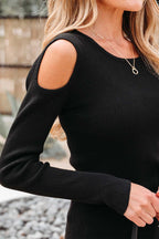 Cold Shoulder Black Sweater