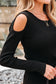 Cold Shoulder Black Sweater