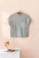 Gray Patch Pocket Ribbed Knit Short Sleeve Sweater
