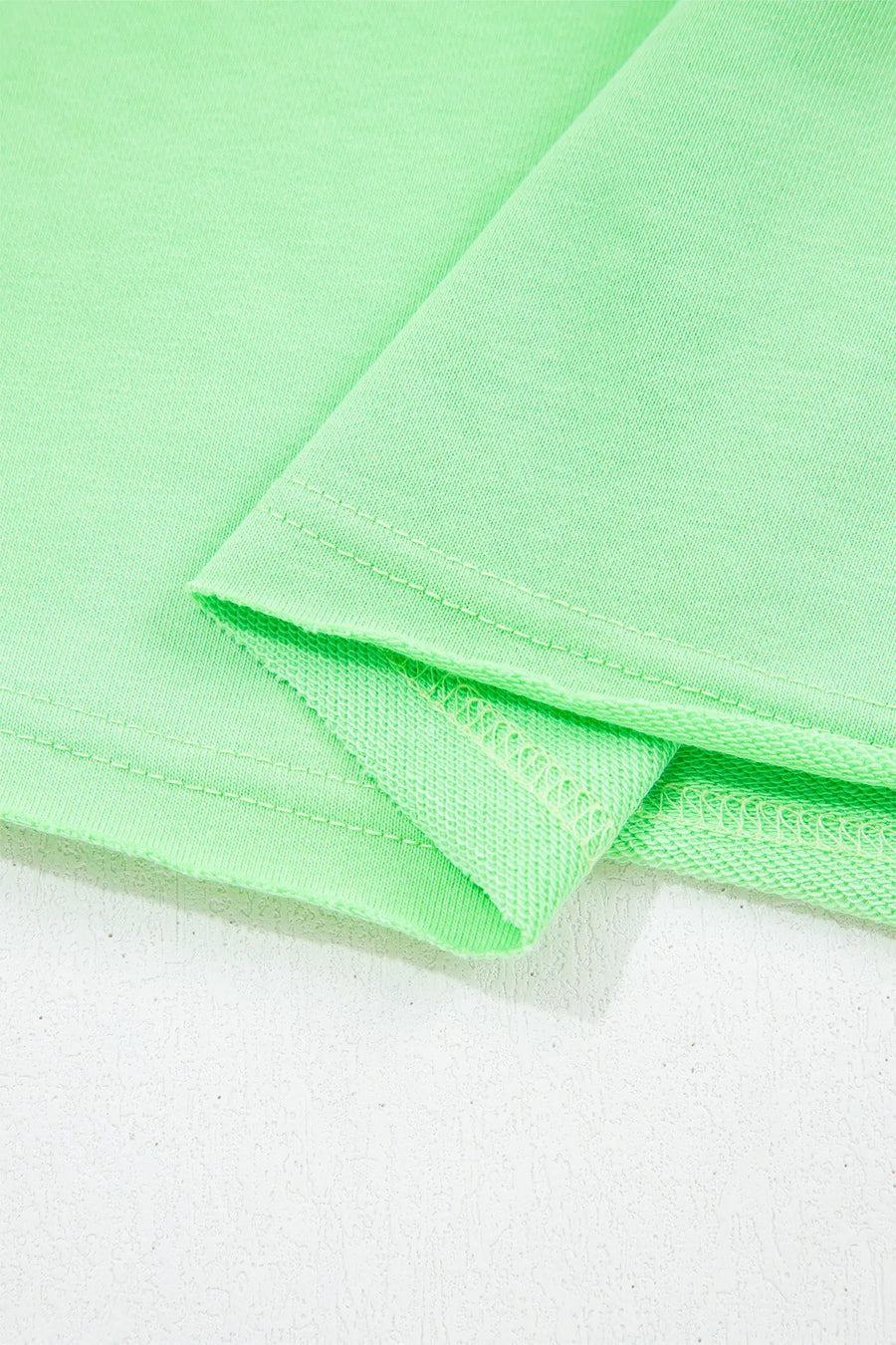 Bright Green Crab Embroidered Patch Loose Round Neck Tee — angled view | Fashionfitz UK