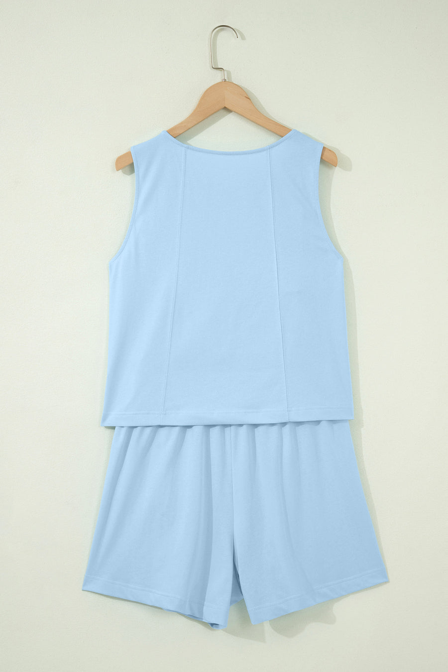 Stitched Detail Loose Tank & Cotton Shorts Set Women UK — angled view | Fashionfitz UK