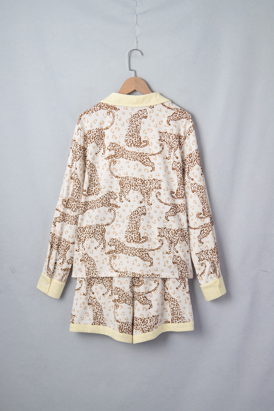 Leopard Print Colorblock Long Sleeve Lounge Set Women UK