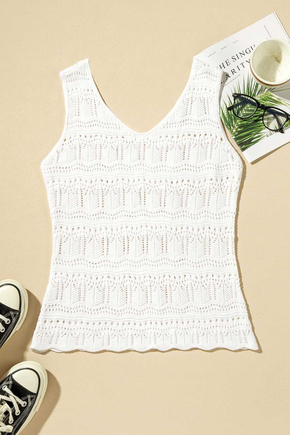 White Crochet Tank Top