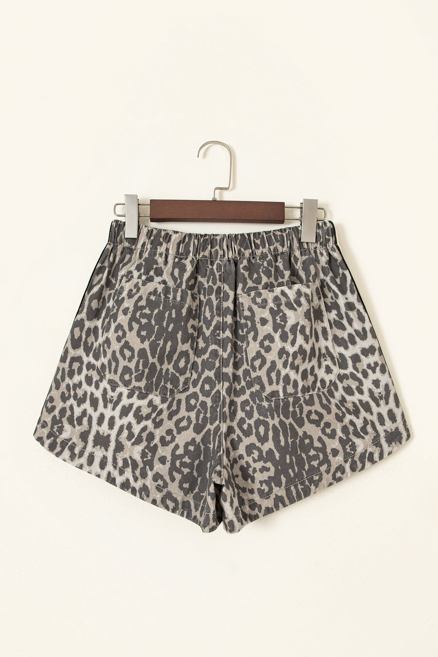 Leopard Stripe Drawstring High Waist Denim Shorts Women UK