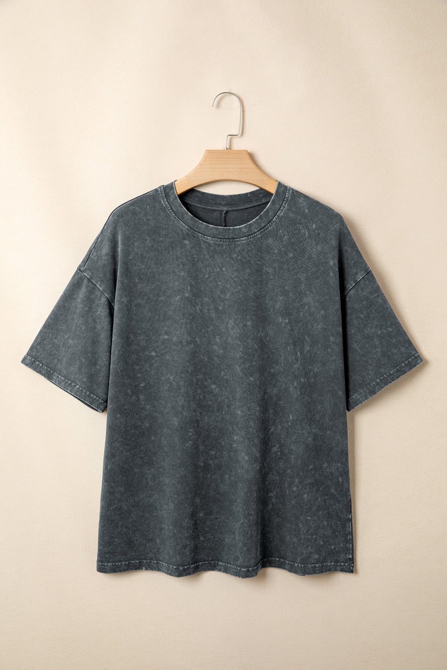 Mineral Washed Oversized Cotton Tee Drop Shoulder Round Neck Tunic Length — second colourway | Fashionfitz UK