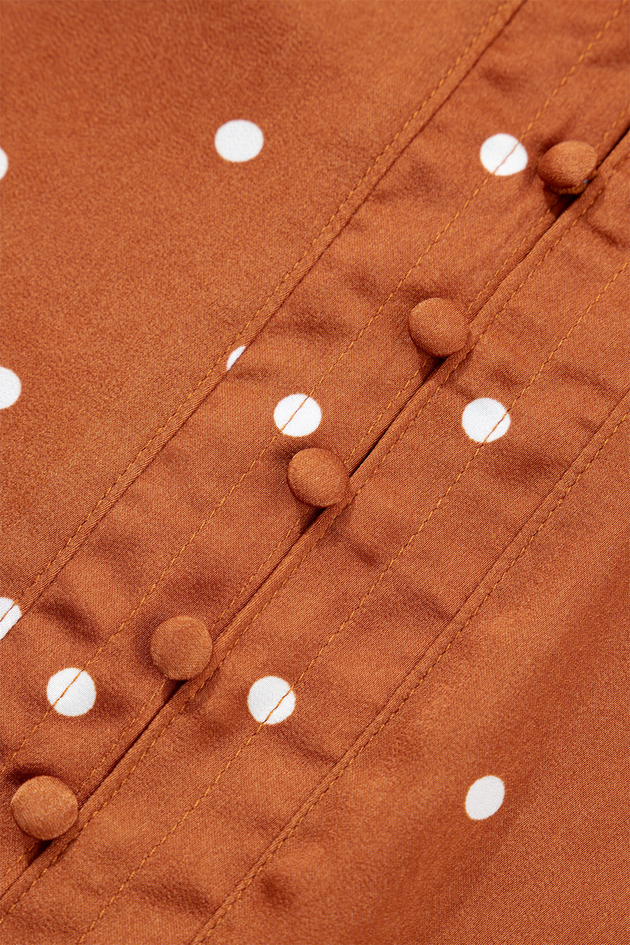 Brown Polka Dot Half Button V-Neck Long Sleeve Blouse Women UK