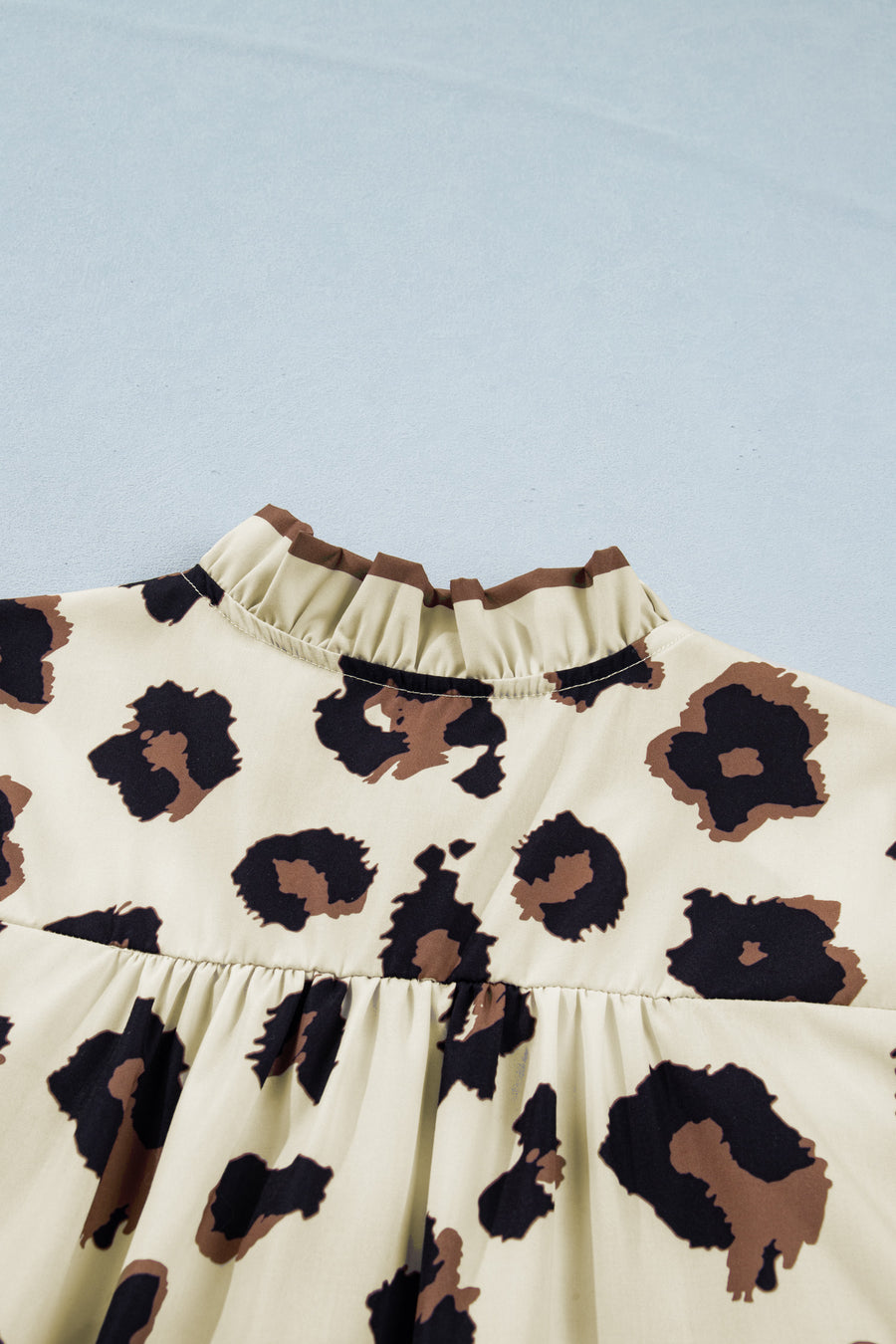 Leopard Frilled Colorblock Button Down Plus Size Blouse Women UK