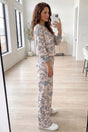 Camo Print Long Sleeve Top Wide Leg Pants Set Women UK