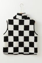 CozyCheck Sherpa Vest – Classic Black & White