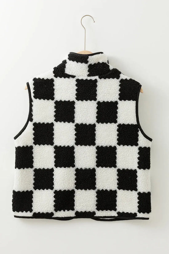 Cozycheck sherpa vest - black & white | warm layering