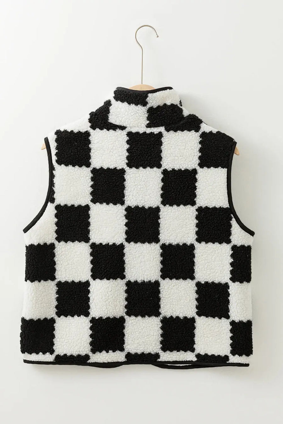 Cozycheck sherpa vest - black & white | warm layering