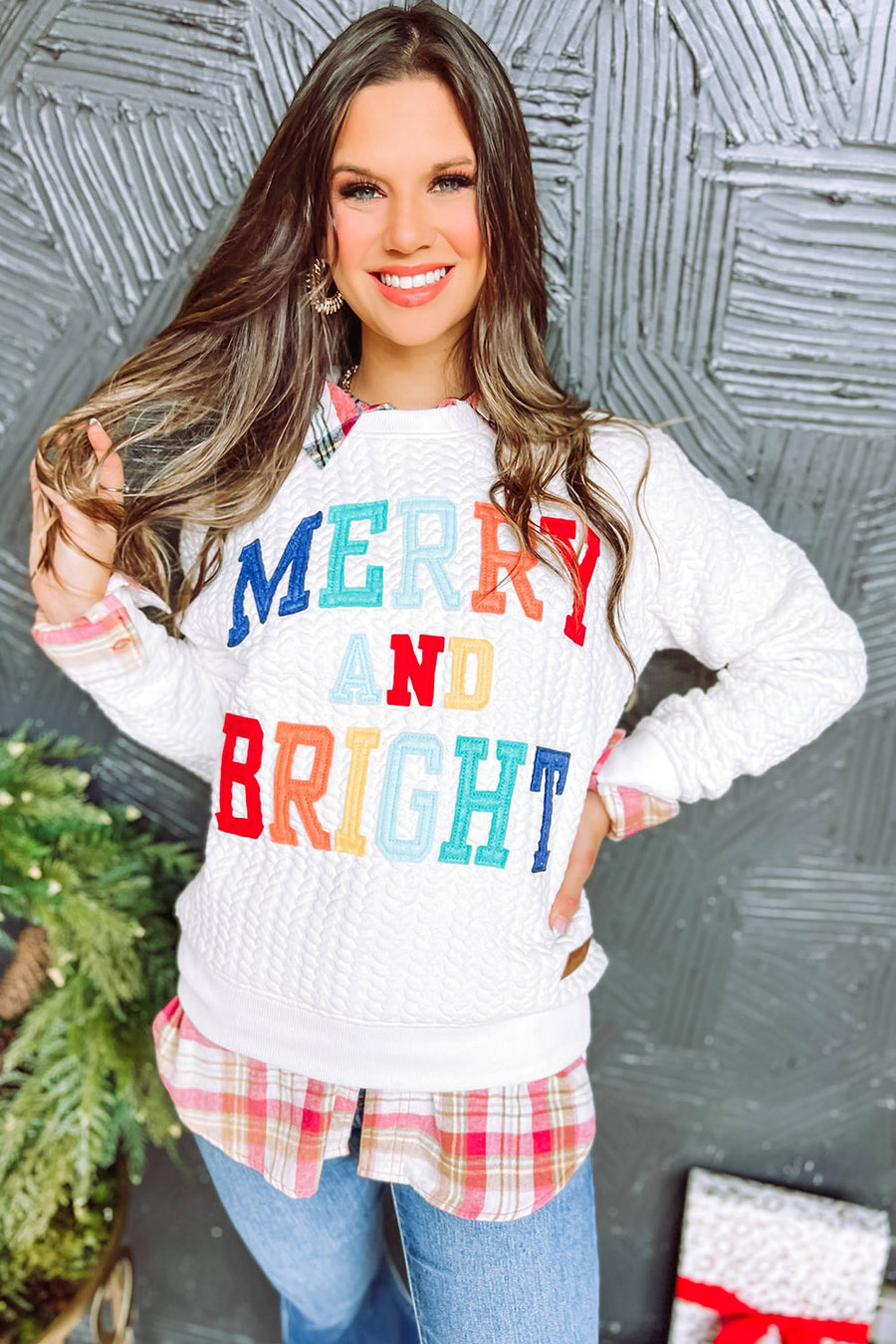 Chenille Cable Knit Slogan Sweatshirt Women UK