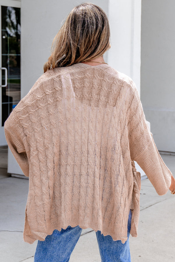 Hollowed Pattern Knit Drop Shoulder Cardigan Women UK