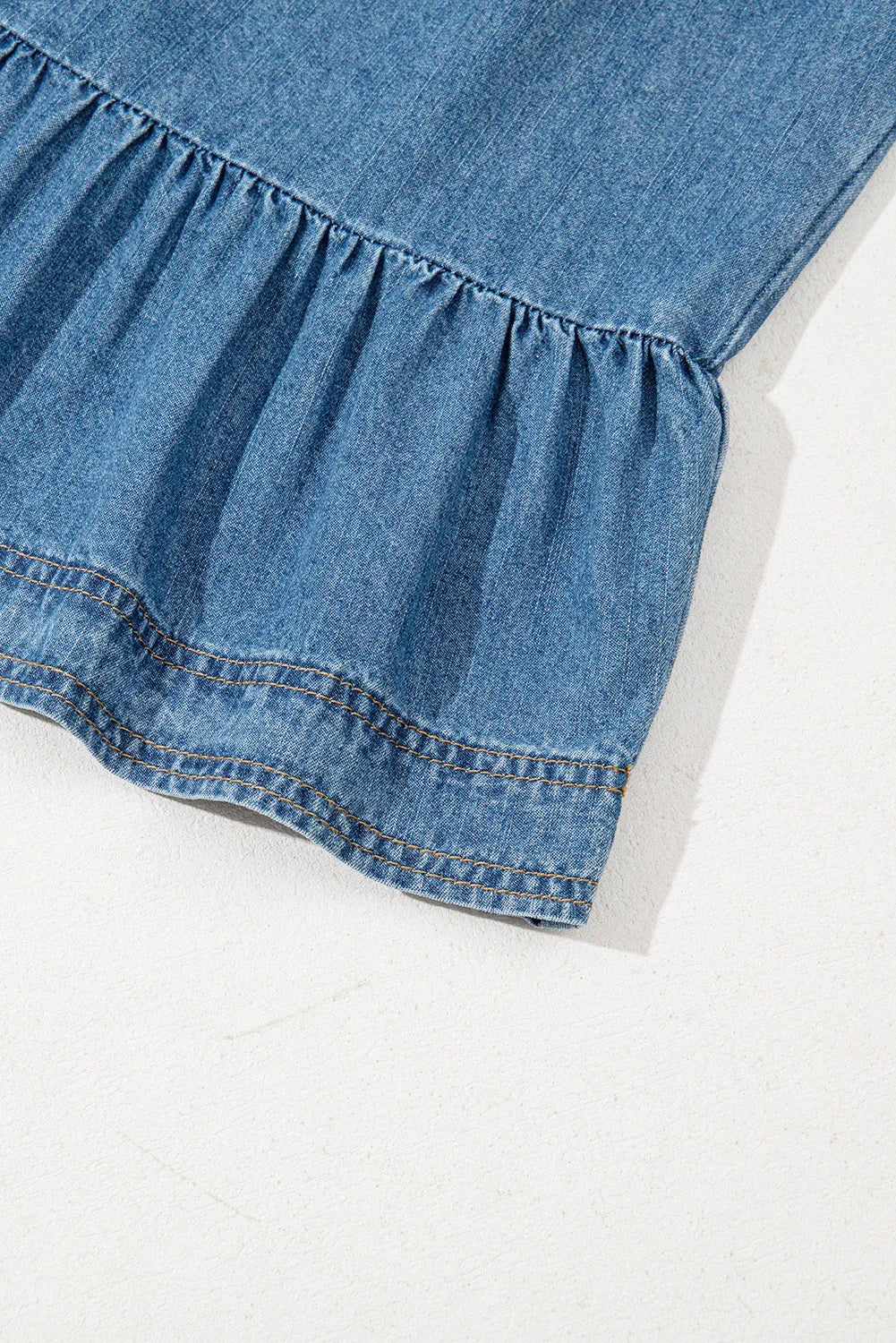 Dusk Denim Ruffled Peplum Top - Fashionfitz