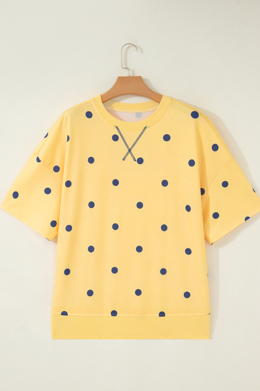 Polka Dot Crossed Seam Detail Oversized Tee Women UK
