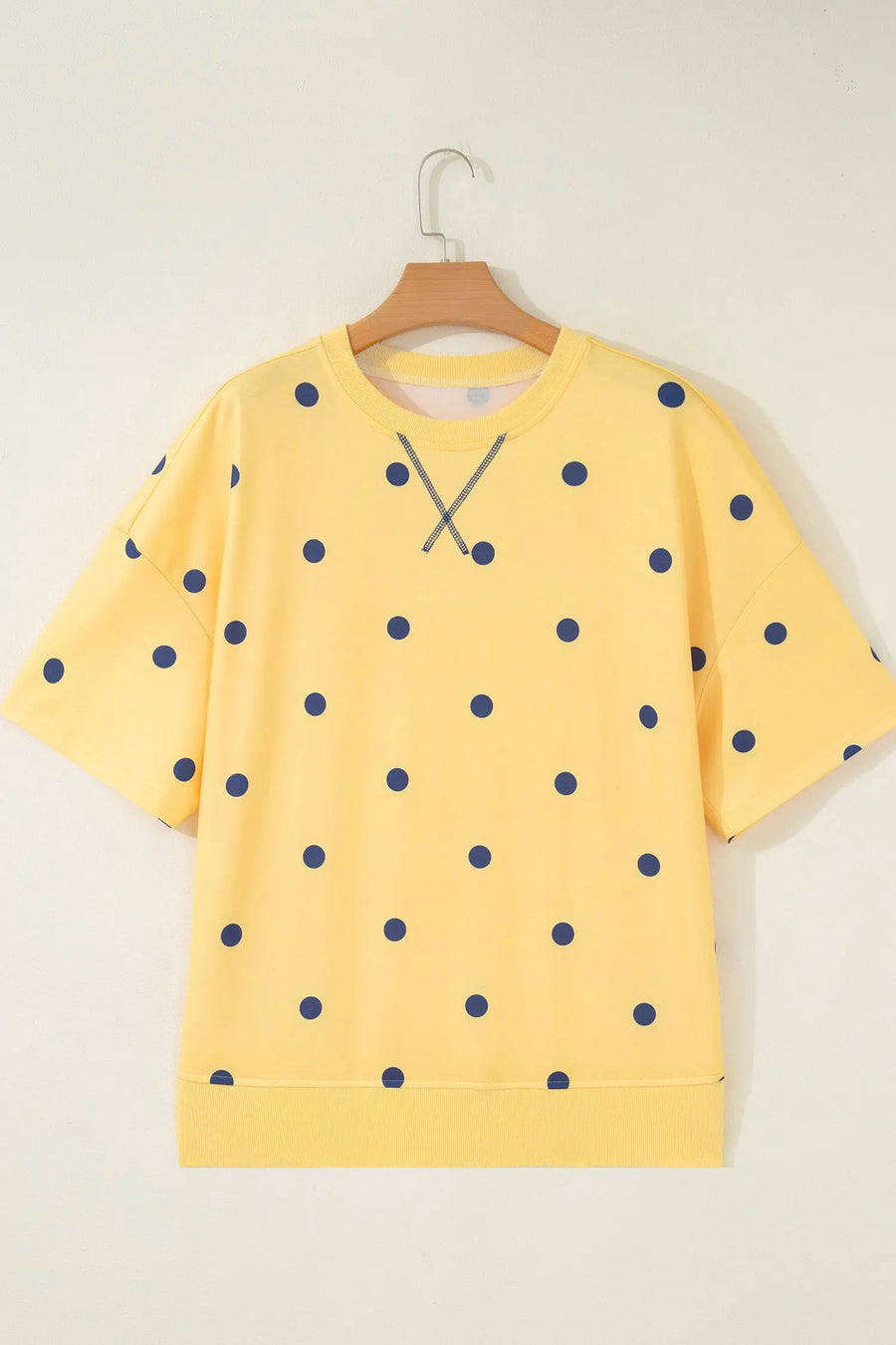 Polka Dot Crossed Seam Detail Oversized Tee Women UK