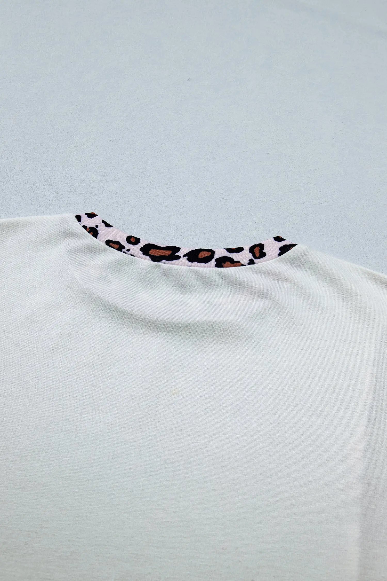 Ribbed leopard patchwork uneven hem t-shirt t-shirts