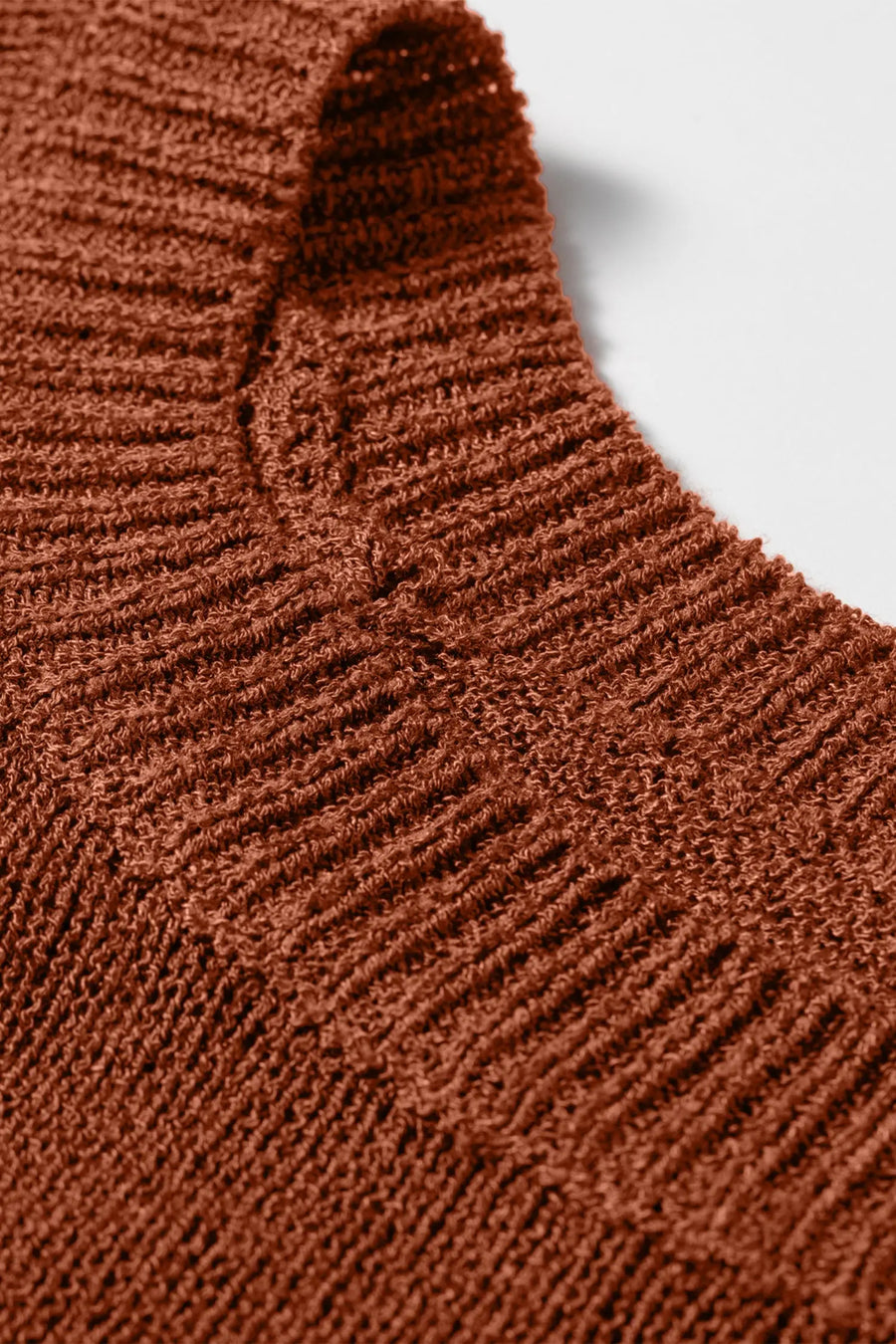 Ribbed Knit Round Neck Short Sleeve Sweater