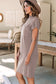 Cozy Oatmeal Sweater Dress – Soft Ribbed Knit with Pockets & Short Sleeves