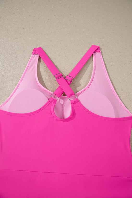 Swim Dress With Shorts | Pink One Piece Swimsuit Built In