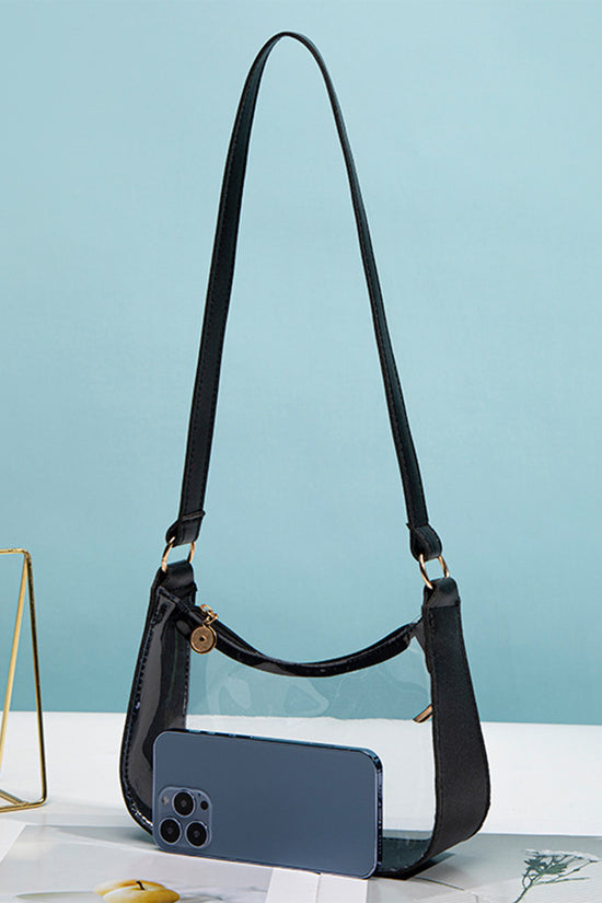 PU Leather Trim Clear Shoulder Bag Women UK