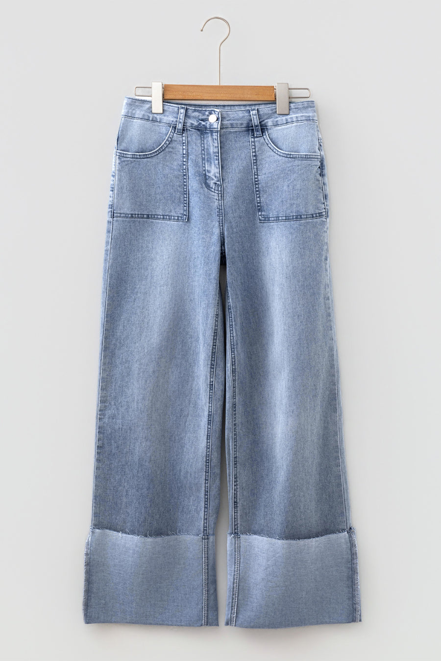 Turn-Up Cuff Wide-Leg Loose Jeans