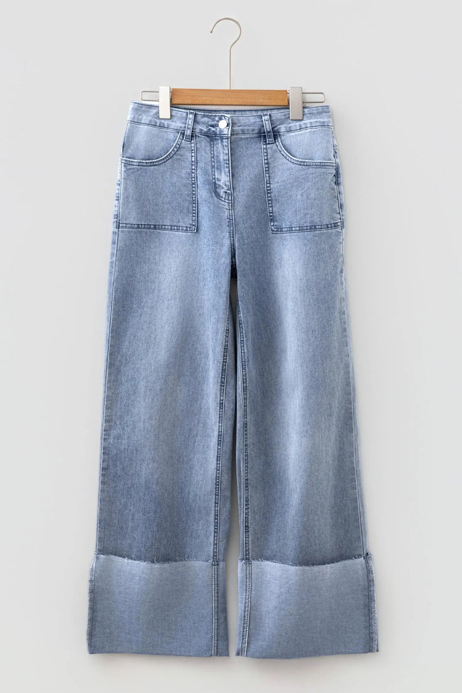 Turn-Up Cuff Wide-Leg Loose Jeans