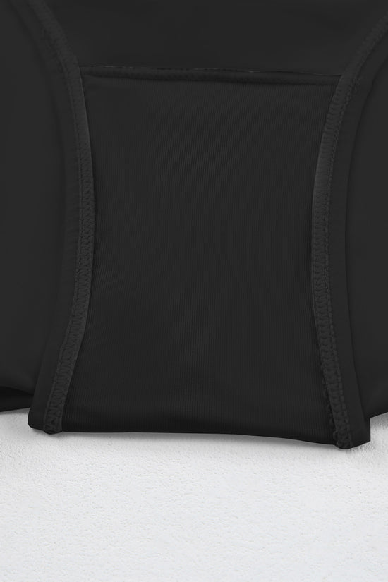 Black Square Neck Tankini Swimsuit