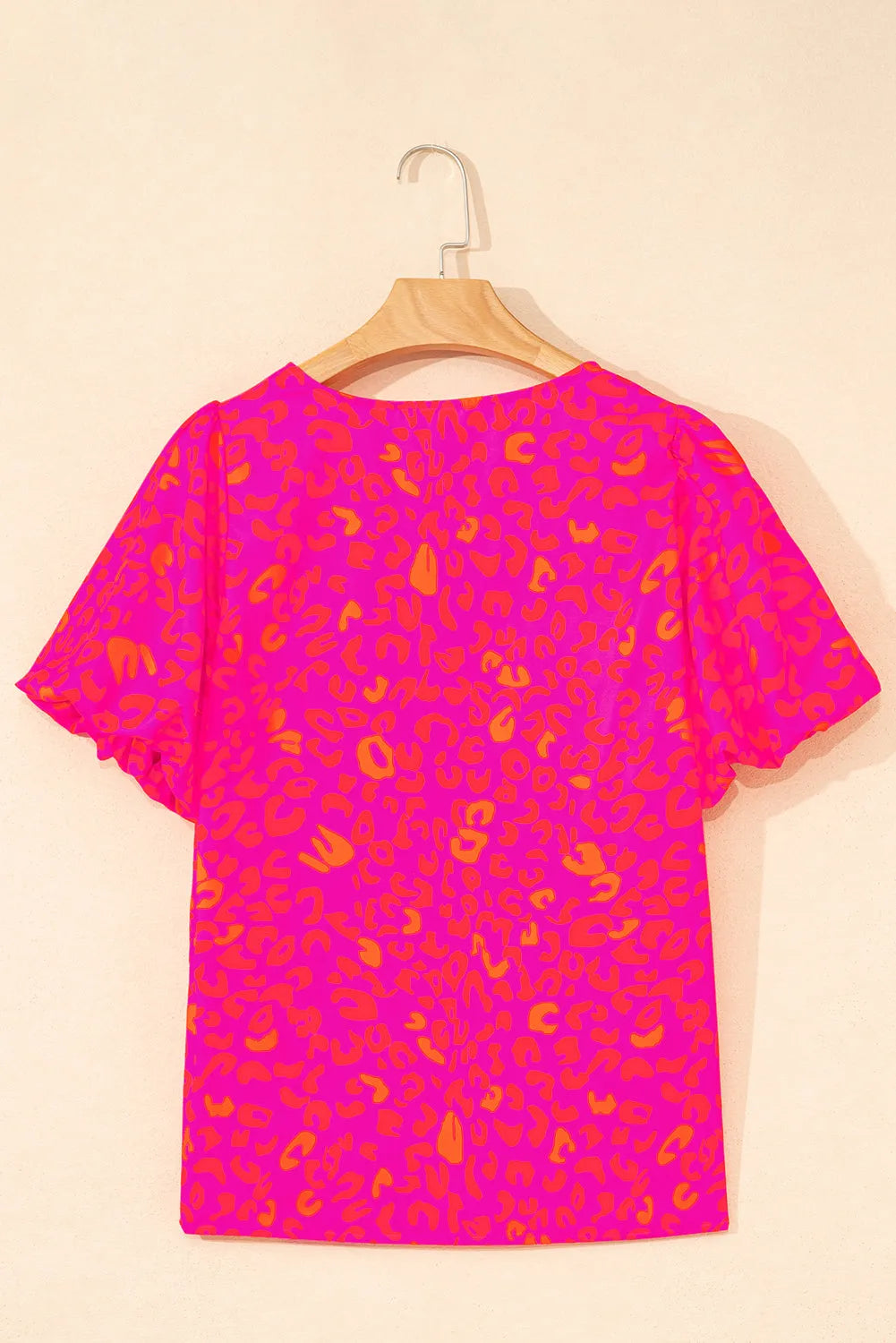 Rose Leopard Printed Puff Sleeve Top - Fashionfitz