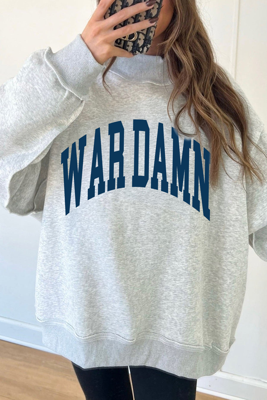 Graphic Double-Sided Print High Neck Baggy Sweatshirt Women UK