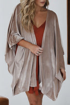 Open Front Draped Velvet Kimono