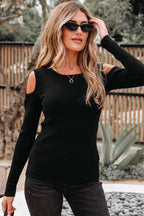 Cold Shoulder Black Sweater