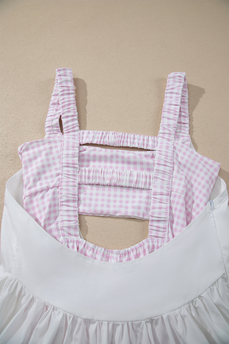 Gingham Patchwork Faux Two Piece Loose Mini Dress Women UK