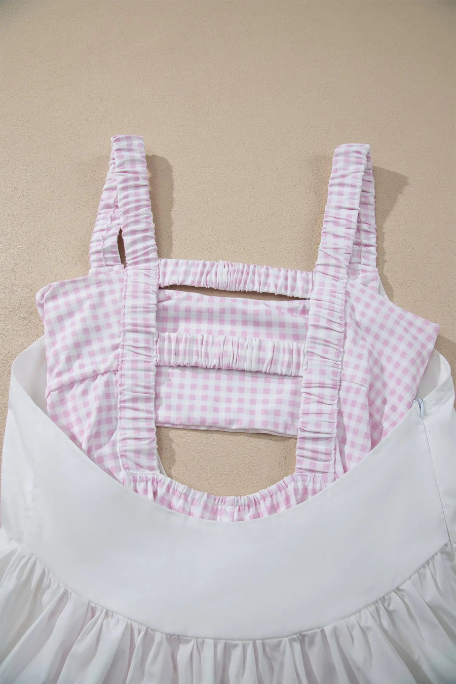 Gingham Patchwork Faux Two Piece Loose Mini Dress Women UK