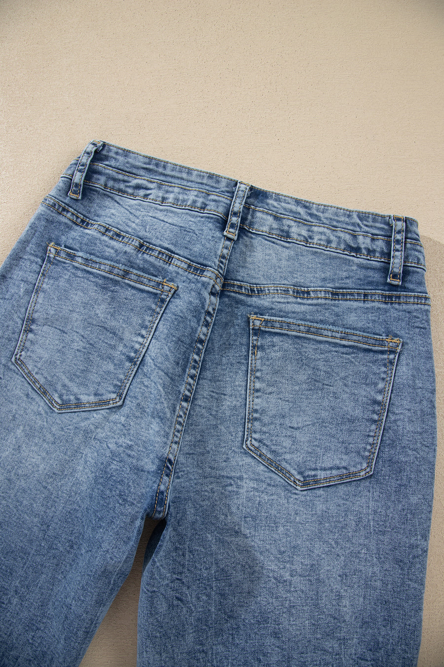 Acid Wash Pocket Detail High Waist Flare Jeans Women UK